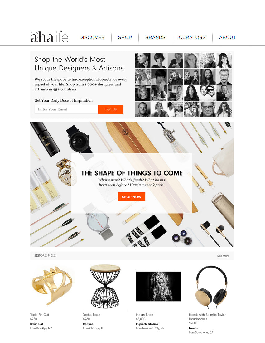 Check us out at AHAlife, a curated, global marketplace for independent designers, artisans and innovators.